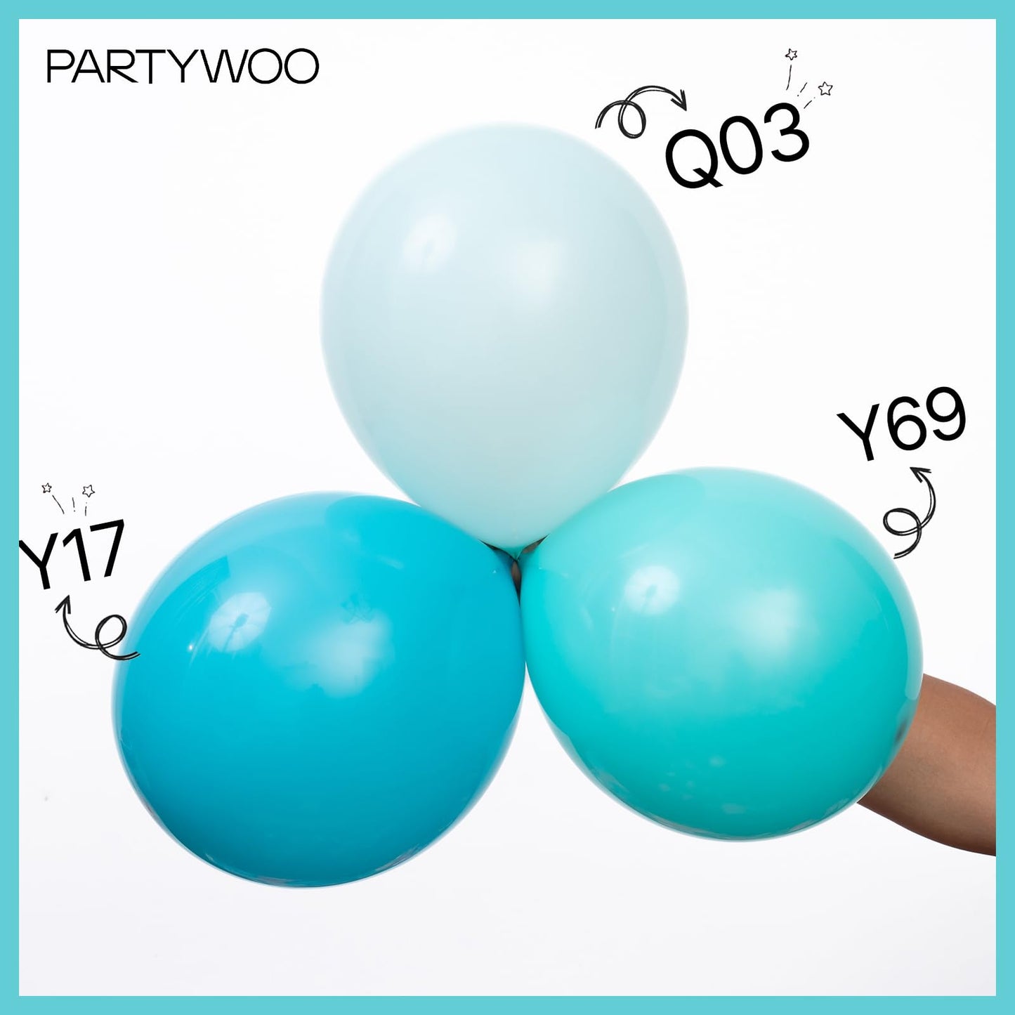 Partywoo Teal Balloons, 100 Pcs Teal Blue Balloons Different Sizes Pack Of 36 Inch 18 Inch 12 Inch 10 Inch 5 Inch Balloons For Balloon Garland Arch As Party Decorations, Birthday Decorations