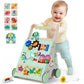 Terramus Wooden Baby Walker, Dinosaur Toddler Push Walker, Montessori Learning Activity Center For Boys Girls, Develops Motor Sk