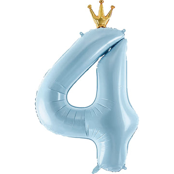 Gifloon Number 4 Balloon With Crown, Large Number Balloons 40 Inch, 4Th Birthday Party Decorations Supplies 4 Year Old Birthday