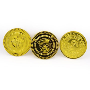 100Pcs Plastic Play Coins Gold Pirate Treasure Hunt Coins Toys For Kids Party Theme Props Decoration,Party Favor,Lucky Draw Game
