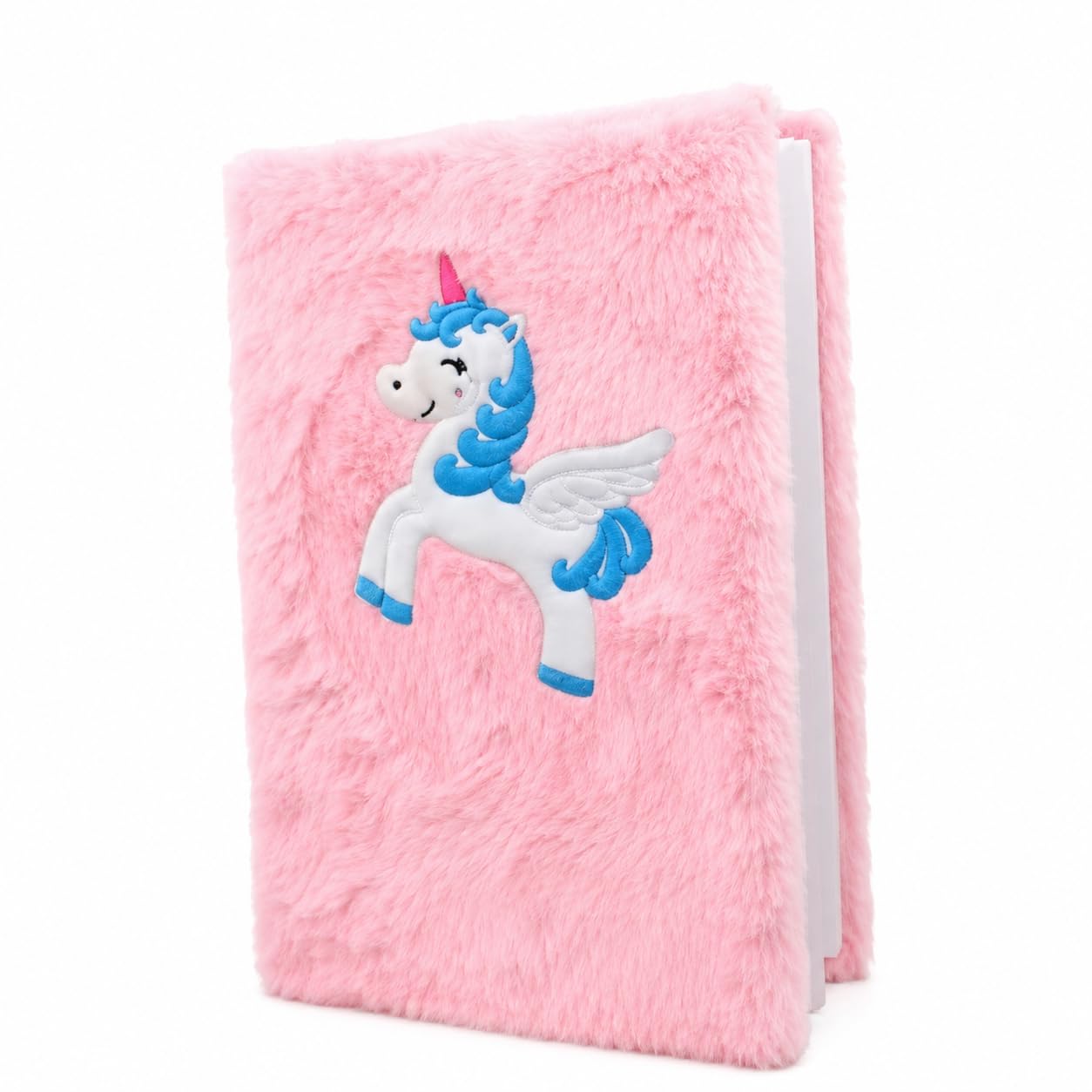 Hisupari Unicorn Fur Diary & Rainbow Unicorn Pouch Set For Girls | Cute A5 Size Notebook (22 X 16 Cm) With Soft Cover & Zipper P