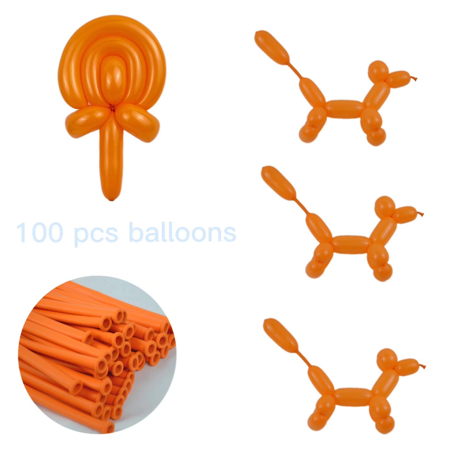 Eblliwsm 100Pcs 260Q Orange Magic Long Balloons Decoration Shopping Mall Activities, Party Decoration, Parent-Child Activities.