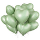 Sage Green Heart Balloon, 10Pcs Green Foil Heart Balloons, 18Inch Olive Green Heart Shape Balloons For Helium Birthday Party Dec