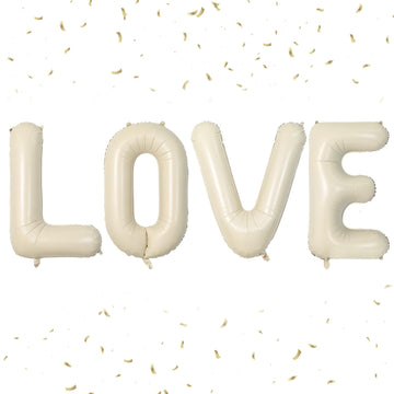 Biapian 40 Inch Love Letter Balloons, Cream Foil Balloons Big Love Balloons, 4 Pcs Giant Foil Aluminum Balloon Helium For Birthd