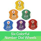 Really?! Number Dial Wheel Spinners - Set Of 6 - Game Accessories With Numbers 1-6 For Multiple Uses, Red, Orange, Yellow, Green
