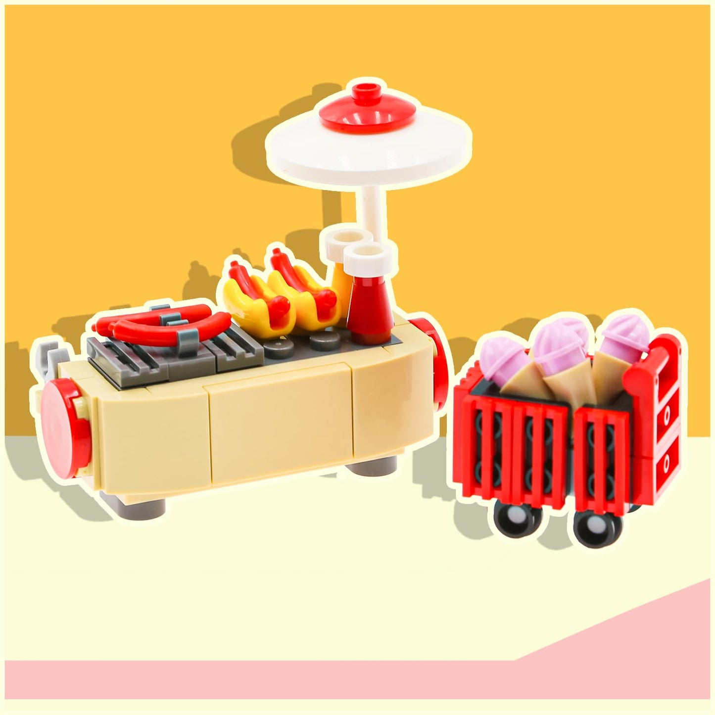 Brickbounty 190 Pcs Supermarket Building Block Set Compatible With City-Food, Restaurant-Kitchen Kit With Hotdog-Stall-Ice-Cream
