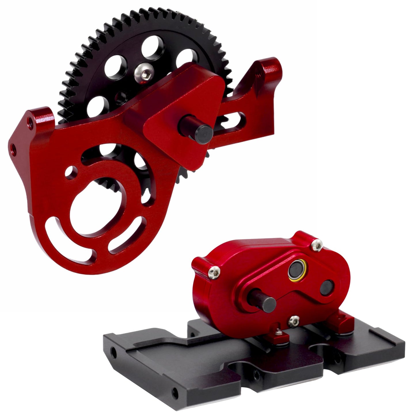AMK 1/10 Transmission 30% OD Transfer Case Forward Motor Mount with Delrin Spur Gear for 1/10 RC Crawler Axial SCX10 II Element