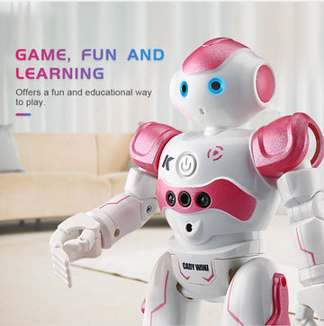 PowerTRC RC Robot Toys for Kids, Remote Control Smart Robot, Programmable, Gesture Sensing Toy with Light & Sound Birthday Gift