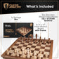 Chess Armory Wooden Chess Set - 17" Walnut Chess Board for Adults & Kids, Ivory Color, Includes Extra Queen Pieces & Storage Box