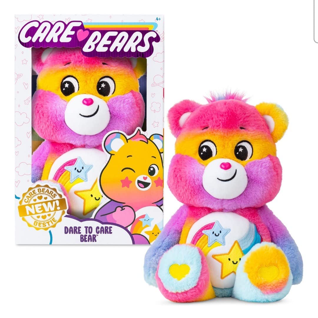 Care Bears Medium Plush Dare to Tie Dye Stuffed Animal, 14" Multicolor Polyester, Model 22338, Soft & Cuddly Gift for Ages 4+