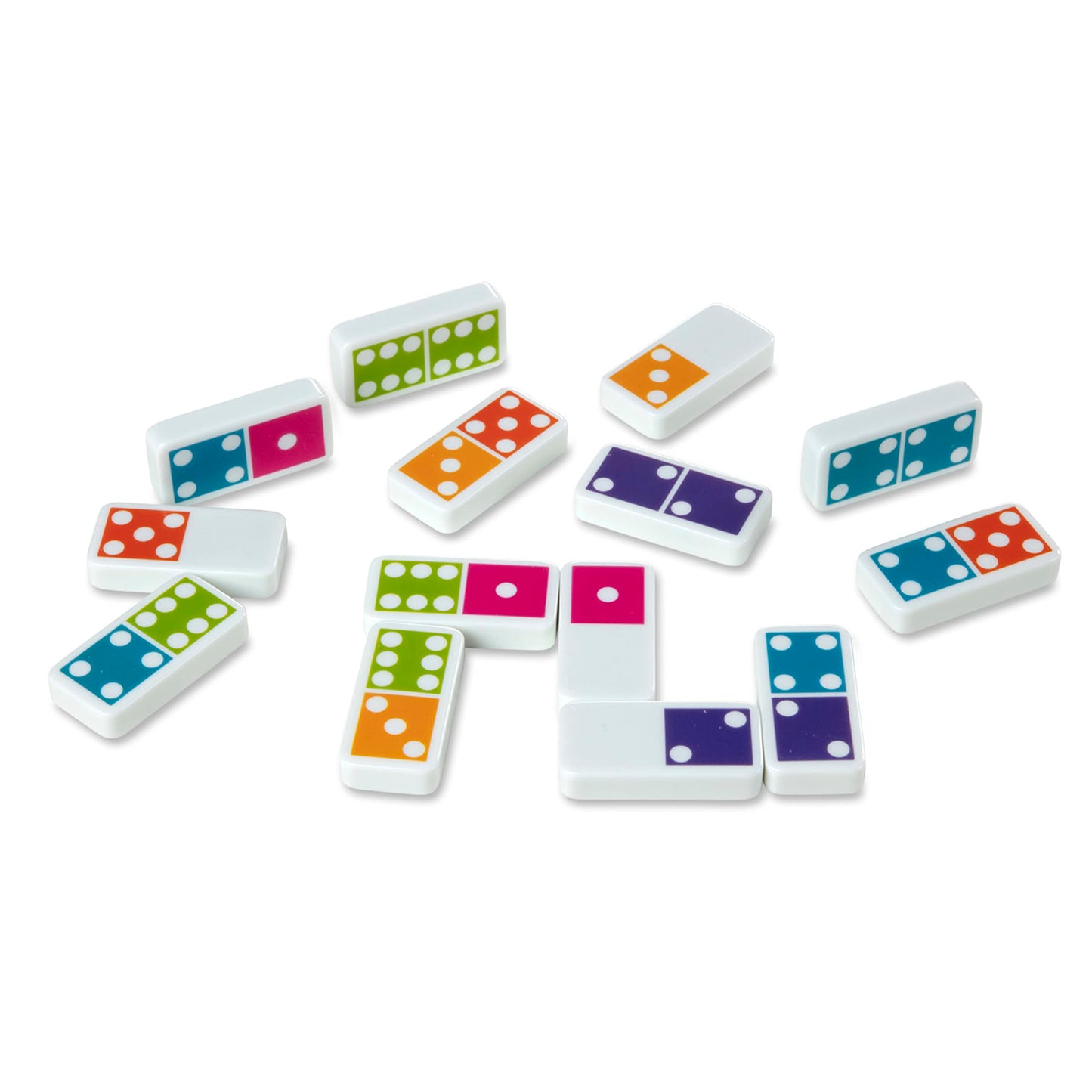 Melissa & Doug Dominoes Game - 28 Colorful Wooden Tiles in Storage Box, Multi-color