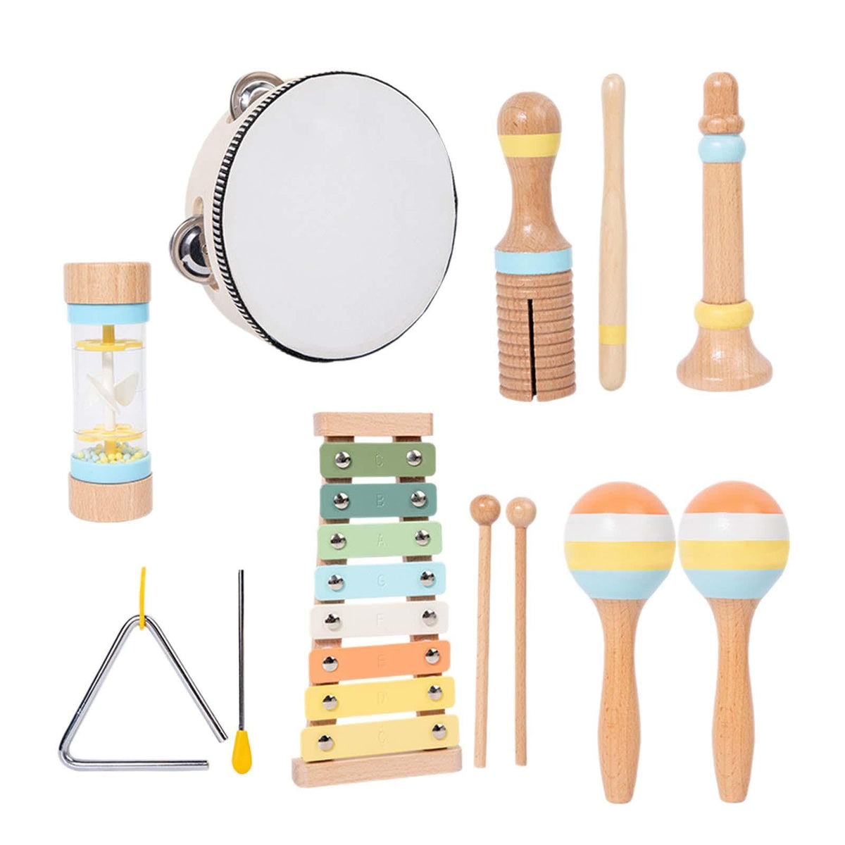 Enakshi Baby Musical Instruments Set Wooden Percussion Instruments Toy For Kids Gift 8Pcs|Toys & Hobbies | Educational | Music &