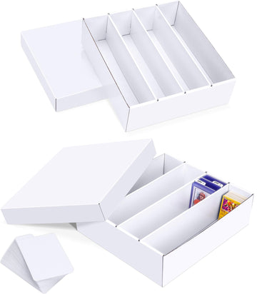 Leyzan Trading Card Storage Box, 3200 Count Cardboard Storage Box With Divider For Sports, Tcg, Mtg Card(2 Pack)