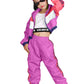 Lolanta Girls Street Dance Clothing Set, Hip Hop Modern Jazz Team Performance Costume, Girls Dance Wear Sets (Rose Red, 7-8)