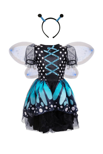 Joyrapt Fairy Costume Dress For Girls 3-10, Fairy Princess Pink Tutu Outfits Butterfly Wings Wand Headband Halloween Gifts(Large