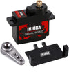 INJORA RC Servo 12g Digital V2 Servo with Metal Mount and 15T Arm for AX24 Axial SCX24 Car Model Upgrade Parts(Grey)