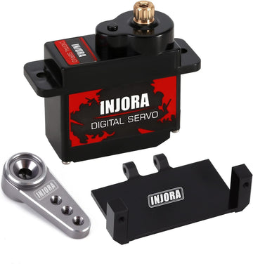 INJORA RC Servo 12g Digital V2 Servo with Metal Mount and 15T Arm for AX24 Axial SCX24 Car Model Upgrade Parts(Grey)