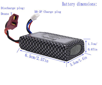 Blomiky 1 Pack 11.84Wh 7.4V 1600mAh T Connector Plug Li-Po Battery and USB Cable for 9125 1/10 Scale 4X4 48KMH 4X4 Fast RC Truck