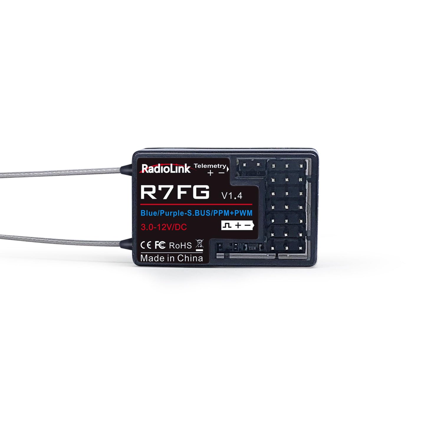 Radiolink R7FG 7 Channels RC Gyro Receiver, Voltage Telemetry Long Range Control, Water-Splash Proof for RC Crawler Drifting Car
