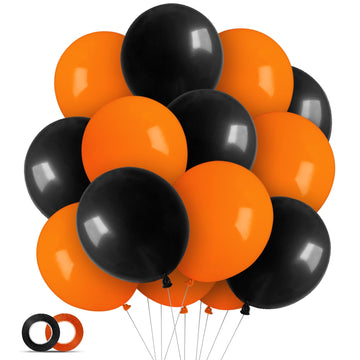 100 Pcs Black And Orange Balloons 12 Inch Halloween Latex Balloons Thicken Helium Party Balloons For Halloween,Wedding, Birthday