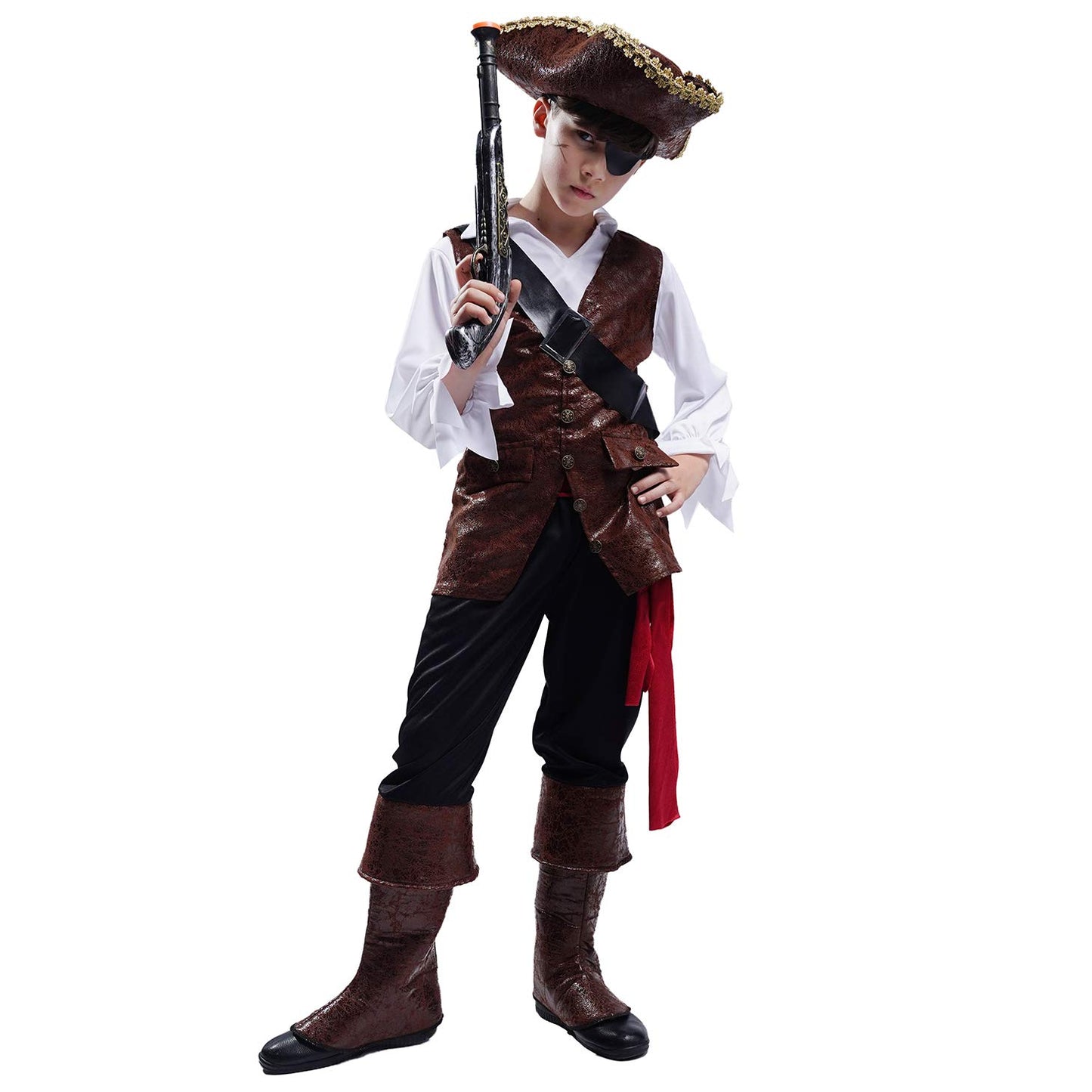 Pgond Boys Deluxe Pirate Costume With Hat (M/7-9Y)