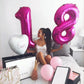 40 Inch Hot Pink Number 8 Balloon, 18Th Birthday Decorations For Girls, Large Mylar Foil Helium 8 18 28 80 1989 Balloon Birthday