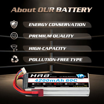 HRB 4S Lipo Battery 14.8V 4200mAh 60C Lipo Battery Compatible with RC Car RC Plane RC Truck RC Boat