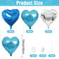 Blue Silver Heart Balloons,10Pcs Light Blue Foil Heart Shaped Love Balloons,18Inch Dark Blue Silver Helium Mylar Balloons For Va