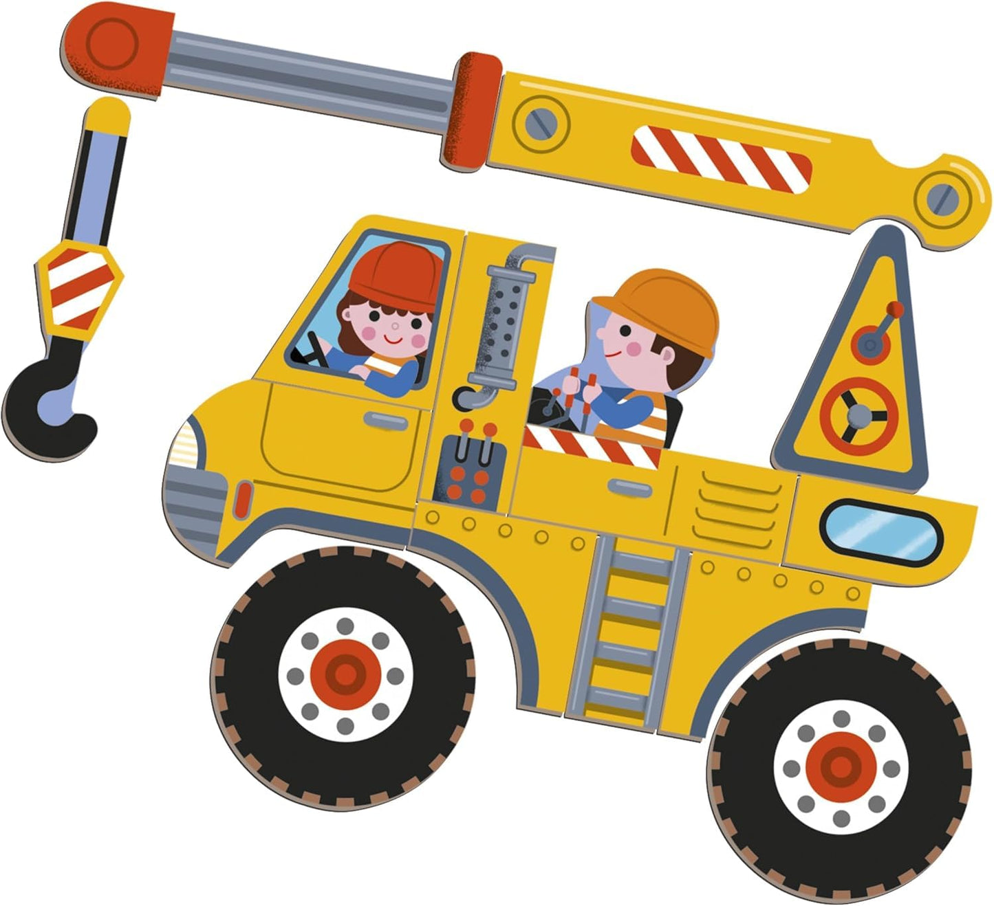 Janod - Magn  tiBook Construction Site Vehicles - Magnetic Educational Game 50 Magnets + 18 Models - Cardboard Childrens Toy -