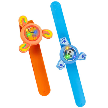 Funblast Light For Kids - Set Of 2 Pcs Kids Wrist Band For Boys And Girls Spinning Slap Band Cute Bracelet Wrist Bands With Led 