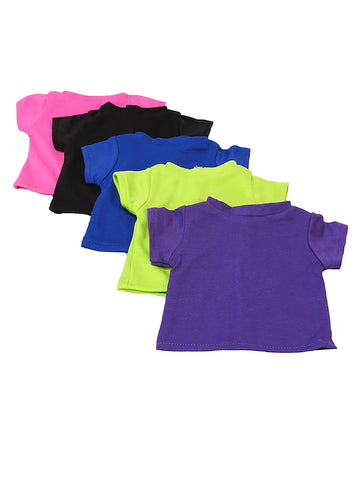 American Fashion World T-Shirts Vibrant Colors for 18-Inch Dolls | Pack of 5 | enhanced Quality & Trendy Design | Dolls Clothes | Outfit Fashions for Dolls for Popular Brands