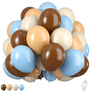 Blue And Brown Balloons, 12Inch Bear Balloons Pastel Blue Beige Brown Latex Balloons, Baby Blue Cream Coffee Party Balloon For T