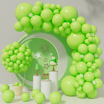 Lime Green Balloons 110Pcs Light Green Balloon Garland Arch Kit 5/10/12/18 Inch Matte Latex Green Balloons Different Sizes As Ba
