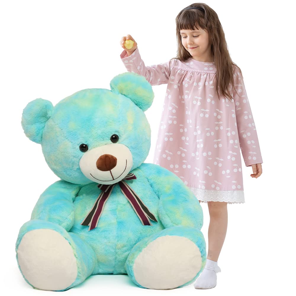 Tezituor 40in Rainbow Green Giant Teddy Bear Plush Stuffed Animal for Baby Shower, Valentine's, Christmas, Birthday Gifts