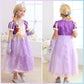 Luzlen Purple Princess Costume For Girls Toddler Rapunzel Dress With Wig Halloween Birthday Party Outfit For Kids, 4-5 Years(Label 120)