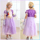 Luzlen Purple Princess Costume For Girls Toddler Rapunzel Dress With Wig Halloween Birthday Party Outfit For Kids, 5-6 Years(Label 130)