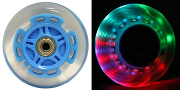 TGM Skateboards L.E.D. Scooter Wheels - 100mm Blue Urethane with ABEC 9 Bearings, 2-Pack