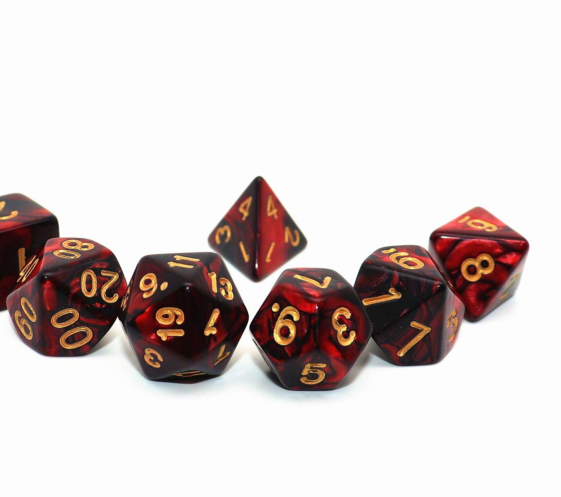 Creebuy Dnd Dice Set Red Black Rpg Dice For Dungeon And Dragons D&D Mtg 7-Die Polyhedral Dice