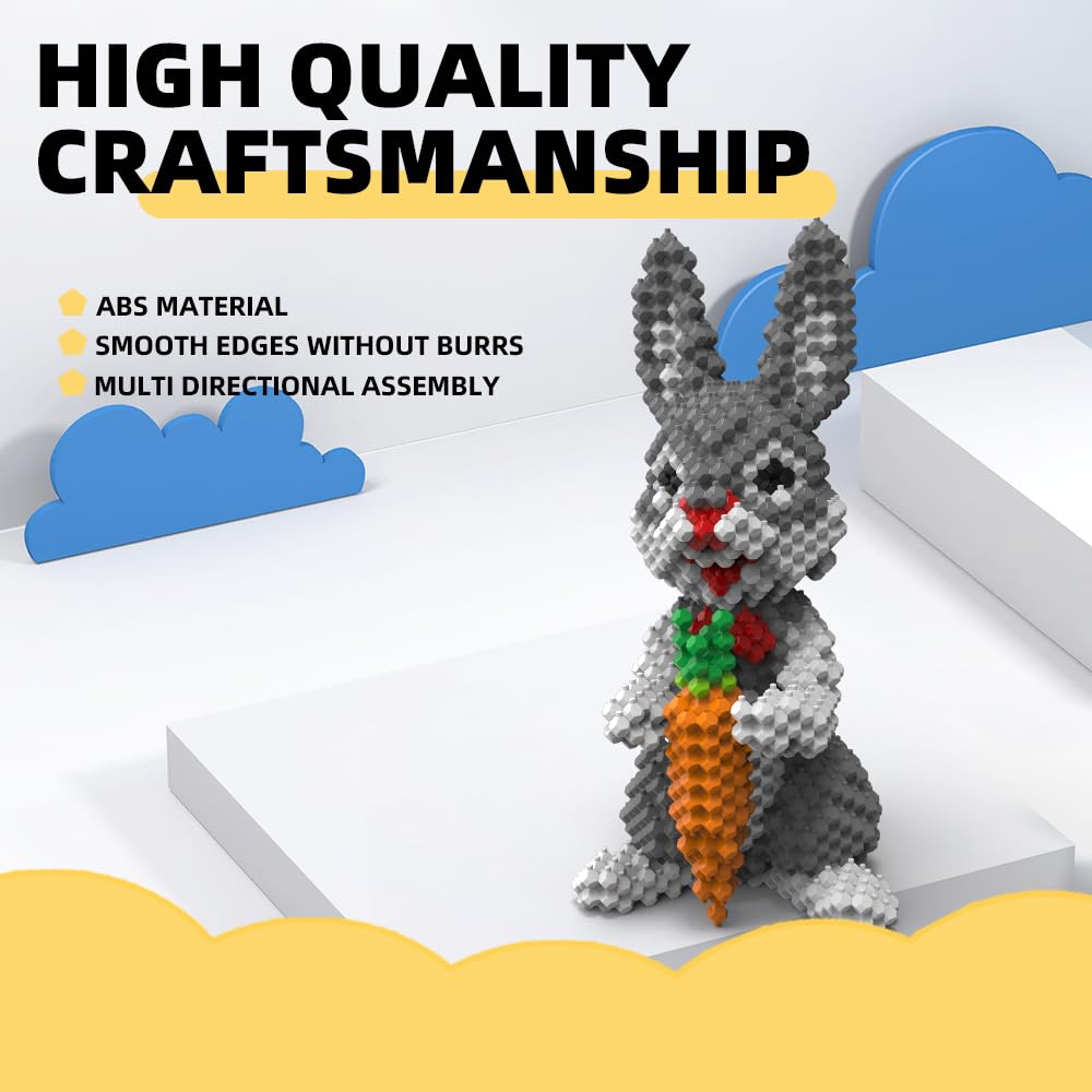 KADELE Easter Bunny Building Set - 927 Pieces STEM 3D Educational Toy for Ages 8+ - Medium Size Plastic Blocks