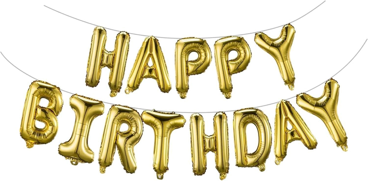 Wish Catchers Happy Birthday 13 Letters Metallic Golden Foil Balloons Banner/Reusable Balloons For Birthday Decoration of Friend