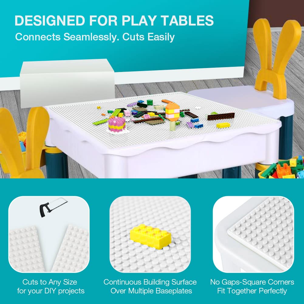 Lekebaby 2 Pack Classic Baseplates Building Base For Building Bricks, 10' X 10' Building Boards - 100% Compatible With Major Brands, White
