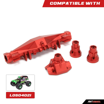 RCAWD Rear Axle Housing Cover Case Set LOS242030 for Losi 1/8 LMT Red
