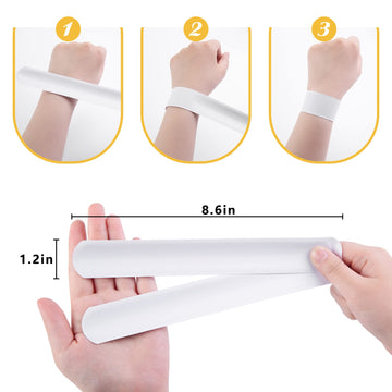 MCPINKY Slap Bracelets White,72PCS IHalloween DIY Slap Bands Halloween Toys for Kids Girls Boys Halloween Party Favors Halloween