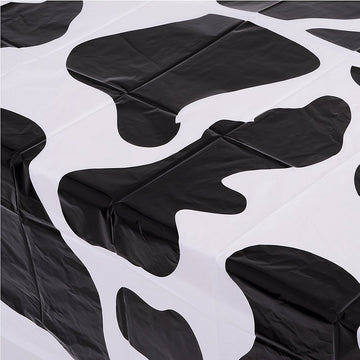 Cow Print Tablecloth (Pack Of 6) 54 X 72 Inch Tablecloths For Cow Themed Party Decorations, And Birthday Party Decorations, Picnic Table Covers, (Black And White)
