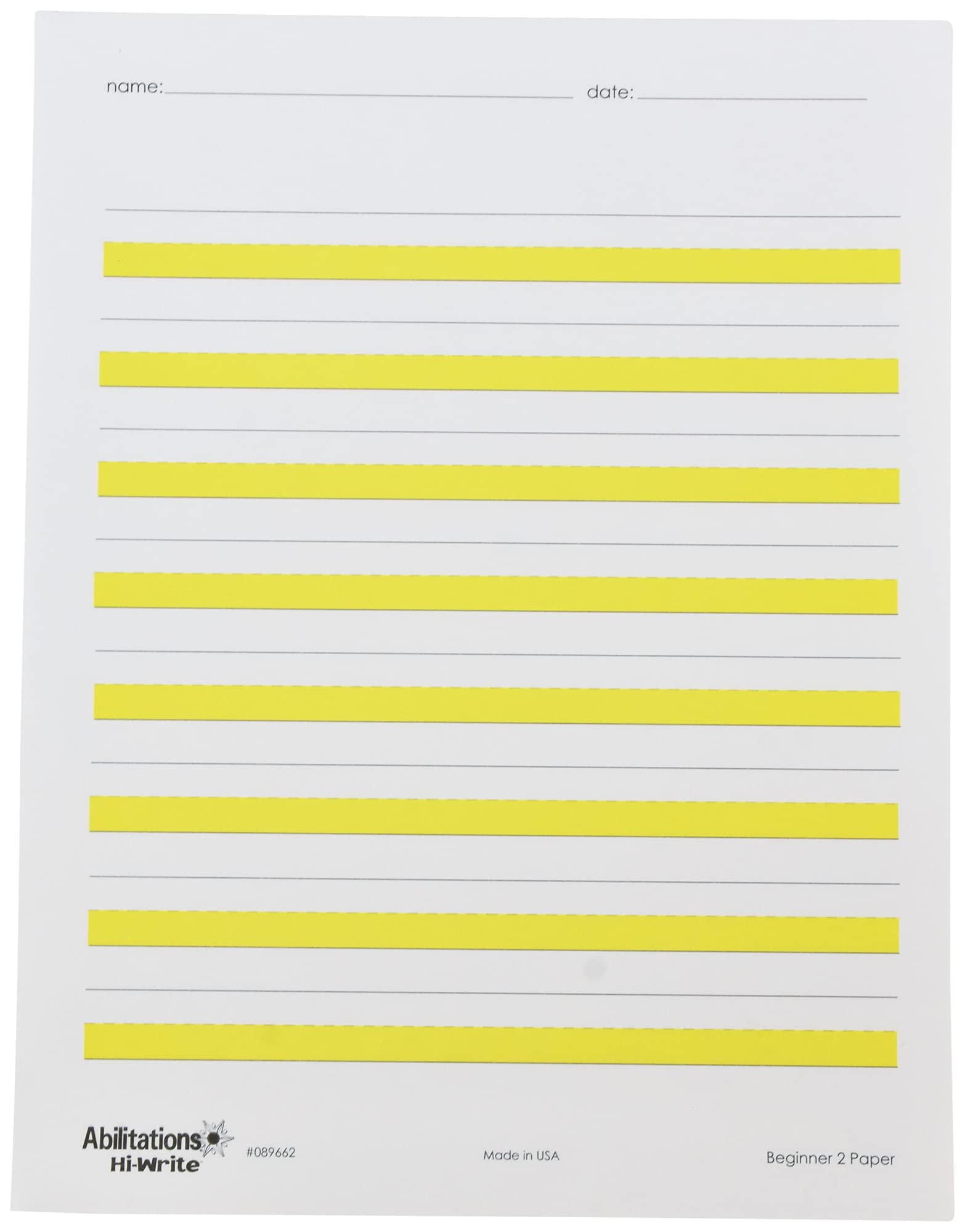 Abilitations Hi-Write Beginner Paper, Level 2, Pack of 100,89662,Yellow/White