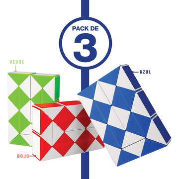 Neliblu Sensory Fidget Snake Cube Twist Puzzles Toys For Kids - Stocking Stuffers - Bulk Pack Of 3 Assorted Colors - Snake Fidget Toy Party Favors - Snake Puzzle Party Bag Fillers