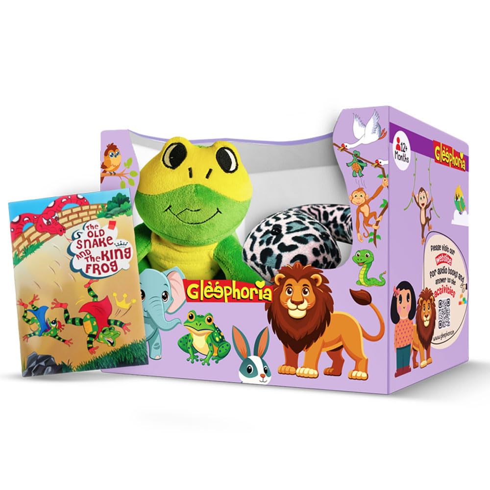 Gleephoria Panchatantra Storytelling Gift Box With Snake And Frog Plush Toys (37 Years), The Old Snake And The King Frog Story 