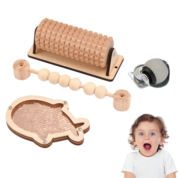 4 Pieces Busy Board Diy Parts - Diy Materials For Parents - Sensory Board Accessories -Wheels-Flip Sequin Fish-Wooden Roller-Bea