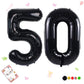 Smlpuame 40 Inch Number Balloon 0-9 Black Large Number 50 Balloons,Digital Balloons For Birthday Party Celebration Decorations S