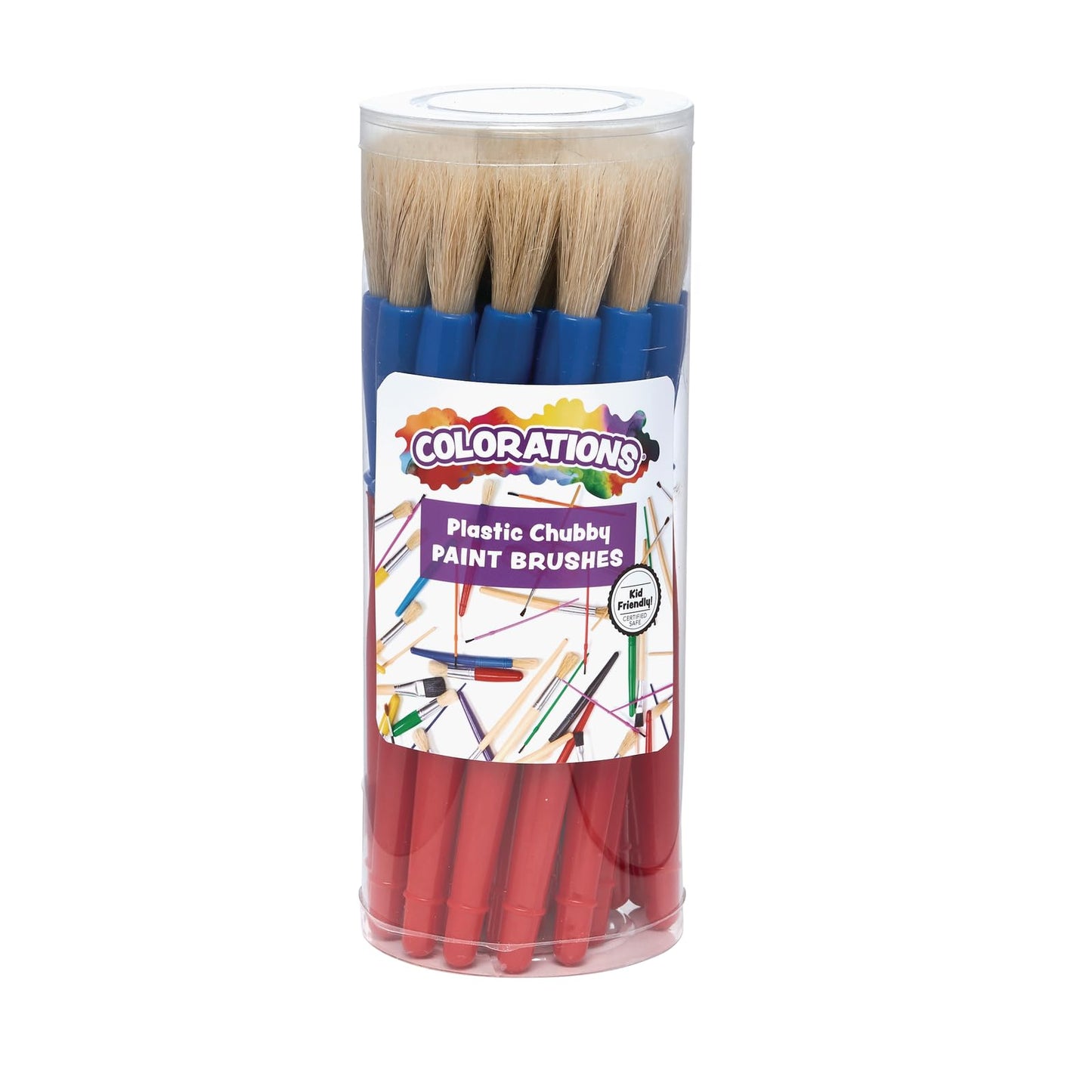 Colorations Best Value Plastic Handle Brushes - Set of 24 - Crafts for Kids, Painting for Kids, Bulk Paintbrushes, Paintbrush Va